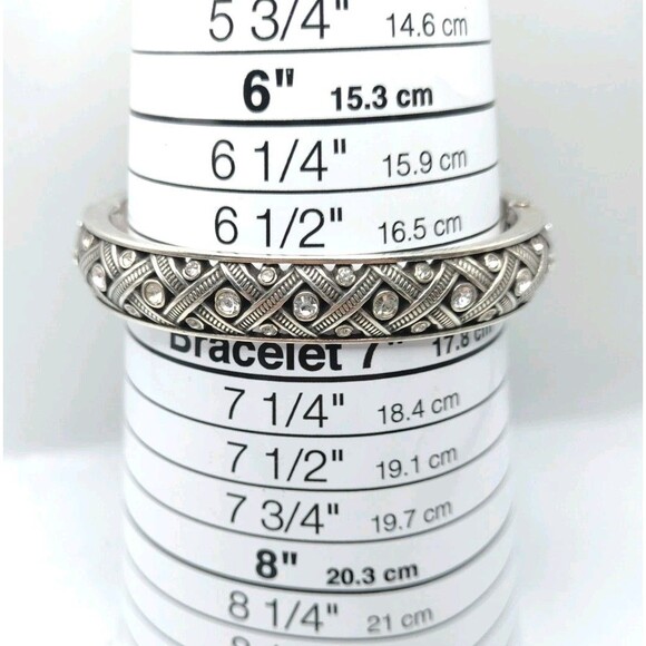 Brighton Silvertone Rhinestone Hinged Cuff Bangle Bracelet 6.75" Southwestern - Picture 14 of 14